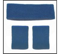 Accessotech Dark Blue Sports Sweat Band Wristband And Headband Set Unisex For Gym Running