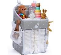 Accessotech Grey Cradle Star Baby Nappy Organiser Hanging Nursery Storage Caddy