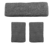 Accessotech Grey Sports Sweat Band Wristband And Headband Set