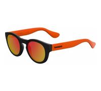 Accessotech Havaianas Transco Unisex Sunglasses Black And Orange Round Frame