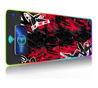 Accessotech Ileadon Rgb Mouse Pad Gaming Desk Mat Xxl With 15W Qi Wireless Charging And 10 Led Light Modes