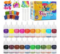 Accessotech Lenbest Tie Dye Craft Kit Multi-Colour Fabric Dye Set Bottles Gloves Accessories Diy
