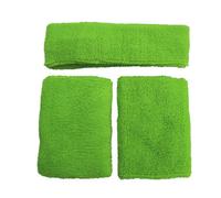 Accessotech Lime Green Sports Sweat Band Wristband And Headband Set High Absorbency For Gym Running And Sports Activities