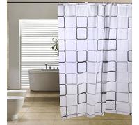 Accessotech Luxury Modern Bathroom Shower Liner Curtains Extra Long with Hooks 180 x 180cm (Large Quadro)