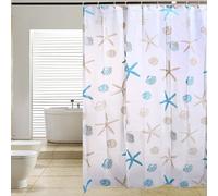 Accessotech Luxury Modern Bathroom Shower Liner Curtains Extra Long with Hooks 180 x 180cm (Sea Shell)