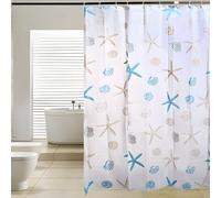 Accessotech Luxury Modern Pvc Shower Curtain With Hooks Waterproof 180X180Cm Bathroom Liner Sea Shell