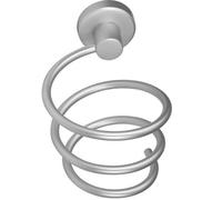 Accessotech Metal Wall Mounted Hair Dryer Holder Spiral Satin Silver Bathroom Salon Rack