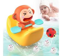 Accessotech Monkey Banana Bath Toy Cute Floating Paddling Boat Bath Time Toy For Kids Battery Powered