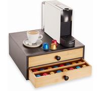 Navaris Coffee Capsule Holder with 2 Drawers - Bamboo Coffee Pod Storage Compatible with OriginalLine - Capsules and Pods Drawer Organiser Container Box