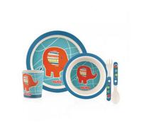 Accessotech Nuby Elephant Kids Plate And Bowl Set Bpa Free Bamboo Toddler Feeding Set