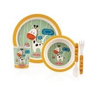 Accessotech Nuby Giraffe Kids Plate Bowl Cup Cutlery Set Bpa Free Bamboo Toddler Feeding Set 6 Months Plus