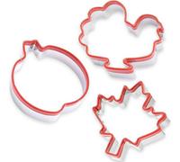 Accessotech Pack Of 3 Thanksgiving Cookie Cutter Set Pumpkin Turkey Maple Leaf For Baking Fondant Cake Decorating