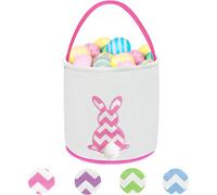 Accessotech Purple Easter Egg Hunt Carry Bag For Kids Cotton Canvas Basket For Easter Eggs, Gifts, And Toys