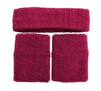 Accessotech Purple Sports Sweat Band Wristband And Headband Set High Absorbency For Gym, Running, And Sports Activities