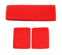 Accessotech Red Sports Sweat Band Wristband And Headband Set Absorbent And Stretchable For Gym And Sports Activities