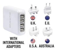 Accessotech Reflex Active Power Pro Travel Plug Universal Adapter With 4 Port Usb Charger