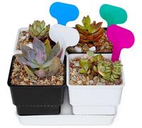 Accessotech Set Of 4 Small Square Plastic Plant Pots With Trays Root Control Air Pruning