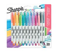 Accessotech Sharpie S Note Marker Pens Pack Of 20 Assorted Colours 2 In 1 Tip No Bleed Writing