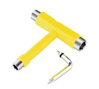 Accessotech Skateboard T Tool Wrench Screw with Allen Key Turner 5 Way All in 1 Multifunction Skate Tool for Skateboards/Scooter/Roller Skate/Long Board Mini Type (Yellow)
