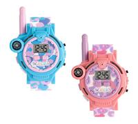 Accessotech Tikkers Kids Walkie Talkie Watches Rechargeable 200M Range Blue Pink Light Up Compass Set