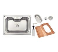 Accessotech Tramontina Stainless Steel Kitchen Sink 42Cm X 55Cm Single Bowl With Accessories Sound Insulation 485mm