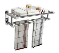 Accessotech Wall Mounted Chrome Dual Towel Rail Double Bar Bathroom Rack Holder