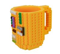 Accessotech Yellow Building Bricks Diy Puzzle Coffee Mug 400Ml Compatible With Lego, Pixel Blocks, Mega Blokes, Kre-O And K'nex