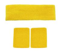 Accessotech Yellow Sports Sweat Band Wristband And Headband Set High Absorbency Unisex