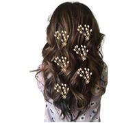 AccessoZone Stylish Gold Hair Pins for Women | Elegant Artificial Flower Hair Accessories | Perfect for Bridal, Party, and Occasion | Add Stylish Touch to Your Hairstyle | Durable & Trendy (Set of 6)