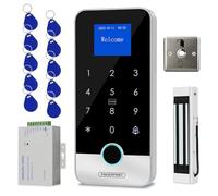 AccessShield Waterproof Smart Home Security Systems Fingerprint,Password,Tuya Remote Unlock,IC Keychain Multiple Methods，with Door Switch,180kg/350lbs Magnetic Lock,Power Supply DC 12V