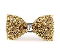 ACCFOD Rhinestone Bow Ties for Men Pre Tied Sequin Diamond Bowties with Adjustable Length - Party Banquet Wedding Bow Tie, Gold, One Size