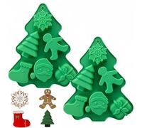 Accfore 2 Pack Christmas Silicone Molds,No-Stick Xmas Silicone Cake Baking Molds for Making Holiday Chocolate Candy,Handmade Soap,Candles,Bath Bombs,Fondant,Cake,Ice Cubes,Candles,Jello