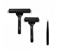 Accfore 3 Pack Rubber Roller,Glue Brayer Rollers for Printmaking Ink Paint Block Stamping Gluing Wallpaper and Arts & Crafts(2.4 inch,4 inch and 1 Tweezers)