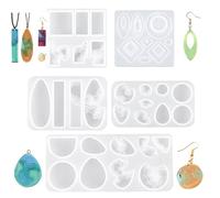 Accfore 5 PCS Island Pendant Resin Molds,Ocean Style Epoxy Silicone Molds for DIY Craft Making Pendant Keychain Jewelry