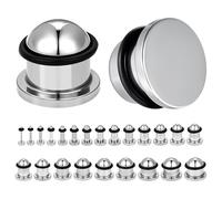 AccGin 1 Pair Ear Gauges Plugs 1-12mm, Surgical Steel Stretching Jewelry with O-Rings | 23 Precise Size Options in 0.5mm Increments for Pain-Free Dead Stretching Silver, 9.5 mm, Stainless Steel, no