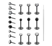 AccGin 19pcs Nose Rings Studs, 20/18G 316L Surgical Stainless Steel Lip Rings Labret Jewelry Cartilage Tragus Helix Earrings Monroe Medusa Piercing Jewelry for Women Men, 18G/6mm, Stainless Steel