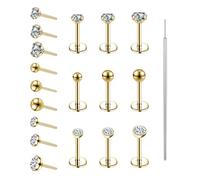 AccGin 19pcs Nose Rings Studs, 20/18G 316L Surgical Stainless Steel Lip Rings Labret Jewelry Cartilage Tragus Helix Earrings Monroe Medusa Piercing Jewelry for Women Men, 20G/6mm, Stainless Steel