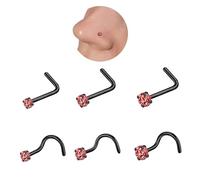 AccGin 6-10Pcs 18G 20G Nose Ring Surgical Steel Nose Rings Studs Piercing For Women Men 1.5mm 2mm 2.5mm 3mm Round Diamond CZ L Shaped Corkscrew Gold Black Silver Nose Piercing Hypoallergenic