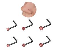 AccGin 6-10Pcs 18G 20G Nose Ring Surgical Steel Nose Rings Studs Piercing For Women Men 1.5mm 2mm 2.5mm 3mm Round Diamond CZ L Shaped Corkscrew Gold Black Silver Nose Piercing Hypoallergenic