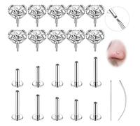 AccGin CZ Nose Rings Studs Flat Back Internal Thread Surgical Steel Hypoallergenic Nose Stud Piercing Jewelry for Nostril Tragus Helix Labret Piercings Nose Helix Medusa Lip for Women 8/10Pcs, 1.0mm