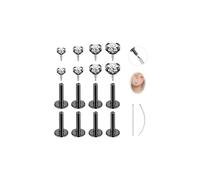AccGin CZ Nose Rings Studs Flat Back Internal Thread Surgical Steel Hypoallergenic Nose Stud Piercing Jewelry for Nostril Tragus Helix Labret Piercings Nose Helix Medusa Lip for Women 8/10Pcs, 1.2mm