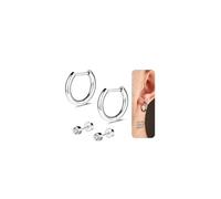 AccGin G23 Implant Grade Titanium Hoop Earrings for Sensitive Ears, Hypoallergenic Small Huggie Hoops 8mm 10mm 12mm, Hinged Sleeper Cartilage Earrings Flatback Stud for Women Men (Silver/Black/Gold