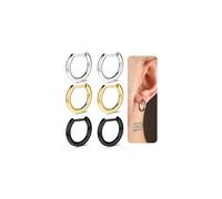 AccGin G23 Implant Grade Titanium Hoop Earrings for Sensitive Ears, Hypoallergenic Small Huggie Hoops 8mm 10mm 12mm, Hinged Sleeper Cartilage Earrings Flatback Stud for Women Men (Silver/Black/Gold