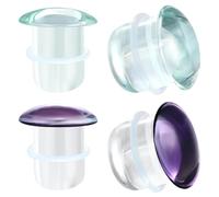 AccGin Glass Ear Stretching Kit Single Flare Plugs & Rubber Rings Unique 1mm Increments 3mm-25mm Gradual Sizing Smooth Glass Gauges for Daily Wear Earring Expander Stretcher Piercing Body Jewelry 4Pcs