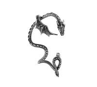 AccGin Gothic Dragon Ear Cuff - 1pcs Retro Silver Punk Hip Hop Stainless Steel Snake Dragon Cuff Earring Cartilage Climber Ear Wrap Ear Earrings Stud Wrap Snake Earrings for Women or Men, Stainless