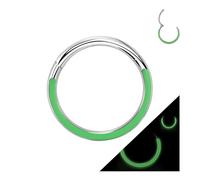 AccGin Hinged Piercing Rings Hoops 16G ASTM F136 Titanium Seamless Glow In The Dark Earring Nose Piercing Jewelry for Nose Septum Cartilage Helix Tragus Daith Lobe Clicker Hoop Piercing Rings 1Pc, 8