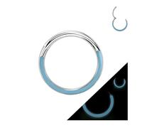AccGin Hinged Piercing Rings Hoops 16G ASTM F136 Titanium Seamless Glow In The Dark Earring Nose Piercing Jewelry for Nose Septum Cartilage Helix Tragus Daith Lobe Clicker Hoop Piercing Rings 1Pc, 6mm