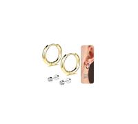 AccGin Titanium Huggie Hoop Earrings 8-12mm Hypoallergenic | Implant-grade G23 titanium hinged sleeper & flatback stud. For sensitive ears cartilage Silver/black/gold. 8/10/12mm
