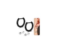 AccGin Titanium Huggie Hoop Earrings 8-12mm Hypoallergenic | Implant-grade G23 titanium hinged sleeper & flatback stud. For sensitive ears cartilage Silver/black/gold. 8/10/12mm