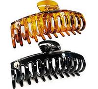 Accglory 5.5 Inches Extra Large Hair Clips for Long Thick Hair Women’s Jumbo Hair Claw Clips 2 Counts Black Brown in Set Non Slip XL Giant Claw Clips Strong Holding Gripe Clips